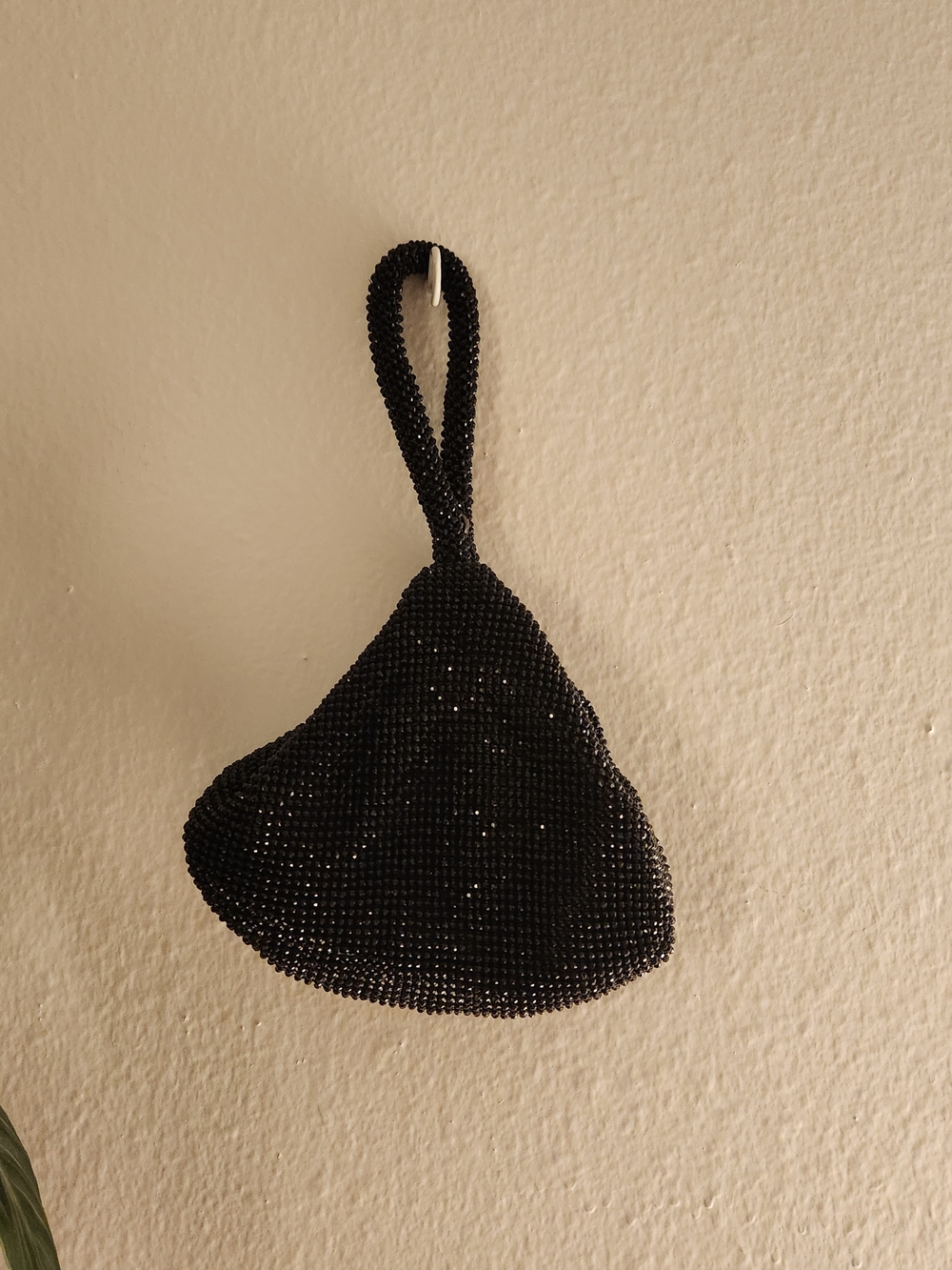 Black Beaded Wristlet Bag - Elegant Evening Accessory